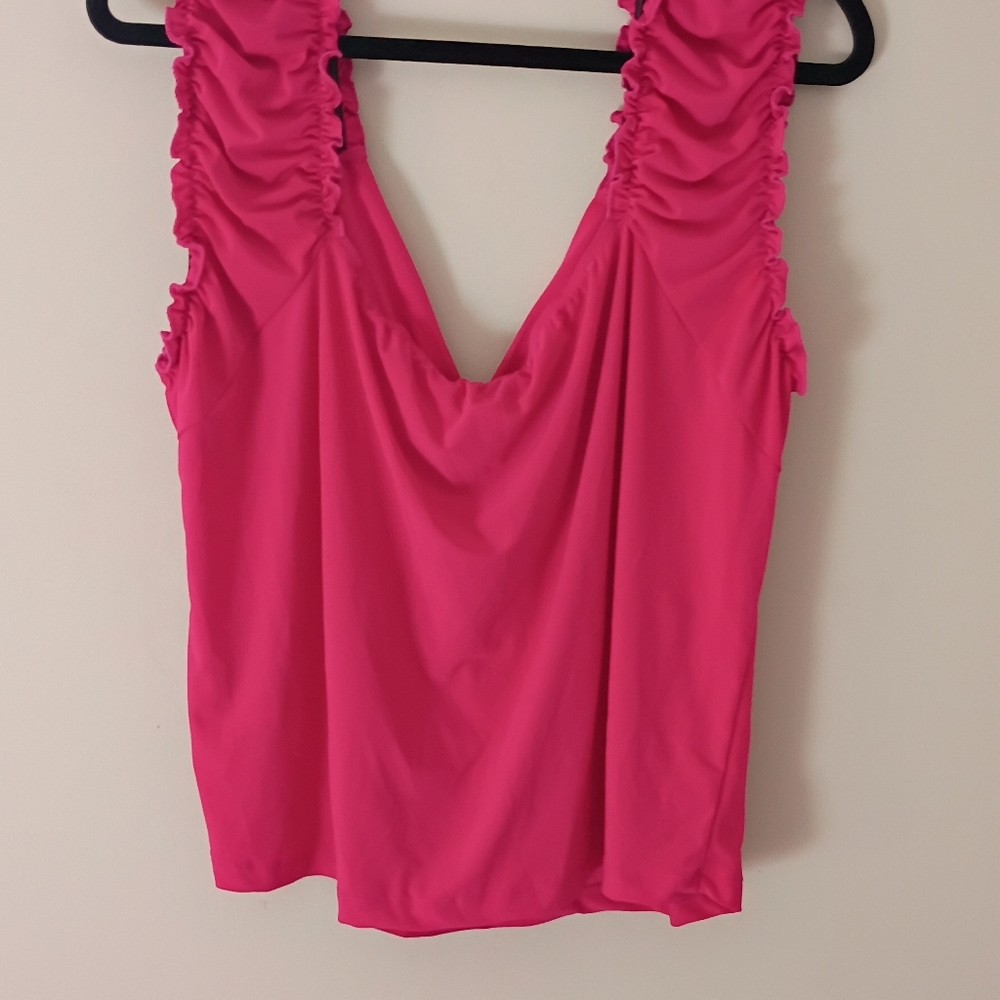 White Birch Women's Pink Ruched Crop Top